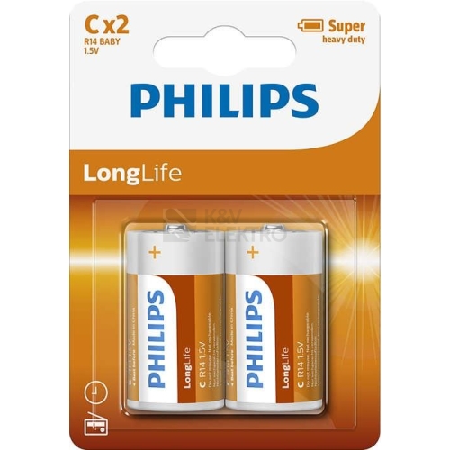 Baterie C Philips LongLife R14 L2B/10 (blistr 2ks)