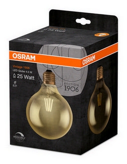 Obrázek produktu  LED žárovka Vintage 1906 E27 OSRAM 4W (25W) teplá bílá (2000K) Retro Filament Gold Globe125 stmívatelná 4