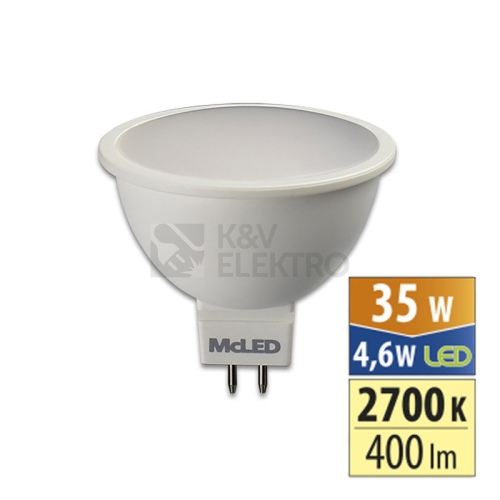 LED žárovka GU5,3 MR16 McLED 4,6W (35W) teplá bílá (2700K), reflektor 12V 100° ML-312.158.87.0